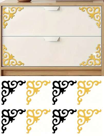 8/4 PC Geometric Pattern Decorative Mirror Sticker, Self-Adhesive Acrylic Mirror Wall Sticker, Suitable For Decorating Kitchen And Bedroom Corner Cabinets, Kitchen Cabinets, And Other Home Decorations. DIY Wallpaper For Room Walls/Bathroom Glass Decoration.