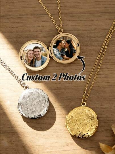 1pc Customized Photo Pendant Necklace, Gold Photo Necklace, Photo Pendant, Memorial Photo Frame Hanging Decor, Mother's Day Gift, Suitable For Gifting To Family, Couples, Daily Wear, Birthday, Anniversary, Boyfriend/Girlfriend