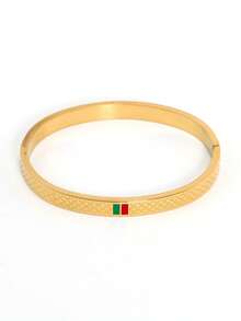 18K Gold Plated Stainless Steel Bracelet, Suitable For Women's Daily Wear, European And American Classic Popular Red And Green Color Elements Design Style, Generous Personalized Elegant Luxury Party Casual Wrist Jewelry, Wedding Jewelry Set, Girls, Women, Mothers, Relatives, Friends, Beautiful Wedding, Birthday, Valentine's Day, Mother's Day Gift. - Gold - View 12