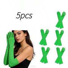 5 Stück/1 Stück 21-Zoll Satin Opernhandschuhe für Frauen, elegante Handschuhe in Ellbogenlänge, Halloween Kostüm Accessoire, Hochzeit Frühling/Sommer Handschuhe mit UV-Schutz - A - Übersicht 6