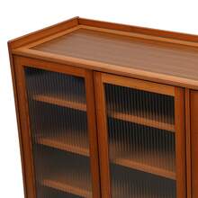 8-Tier Shoe Storage Cabinet Wood Grain Bamboo Shoe Console With Doors, Entryway Hidden Shoe Shelving ,Free Standing Shoe Organizer - 查看 10
