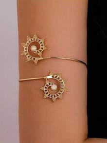 1pc Fashionable Minimalist Swirl Wave Design Arm Sleeve, Suitable For Daily, Festival, Vacation And Various Occasions - Gold - View 3