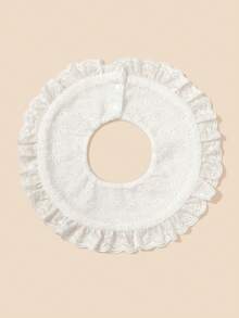 1件高品质公主蕾丝花朵婴儿围兜，花朵滚边口水巾，复古风格，适合女童日常外出及作为礼物 - 白色 - 查看 6
