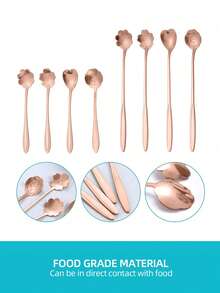 4pcs Flower Design Spoon - Rose Gold - View 3
