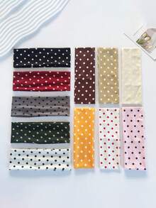 Bộ 4 chiếc băng đô co giãn thời trang nữ chấm bi & màu trơn, băng đô trang điểm khi rửa mặt, phụ kiện tóc thể thao bãi biển kỳ nghỉ hè, băng đô du lịch. - Nhiều màu - Xem 3