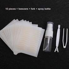 240片双眼皮贴，眼皮提拉贴，面部提拉胶带，自然透气蕾丝眼皮贴，带叉子、镊子和喷雾瓶 - 10张 - 裸色 - 查看 8