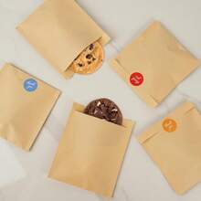 100/200pcs Paper Cookie Bags, 4.7x6.3 Inch Grease-Proof Cookie Sleeves, Small Brown Baking Bags For Packaging Donuts, Brownies, Snacks, Baked Goods - Brown - View 6