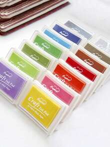 1 pieza Almohadilla de tinta artesanal retro multicolor, adecuada para diarios, manualidades DIY, tarjetas de felicitación, scrapbooking, pintura con los dedos, etc. - Almohadilla de tinta - Ver 1