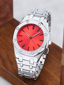 1pc Men's Quartz Watch, Minimalist Fashion Design, Versatile, Steel Strap, Waterproof, Luminous, Business Watch - Silver - View 12
