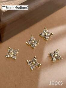 10颗奢华优雅方形美甲饰品，Y2K极简美甲配件，情人节必备，闪亮白色和粉色水钻，适合多种DIY美甲装饰，短指甲，法式美甲用品，美甲宝石 - 彩色 - 查看 11