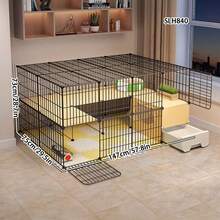 Modular Kitten Cage With Drawer Litter Box, Independent Toilet, Indoor Cat Fence - Multicolor - View 2