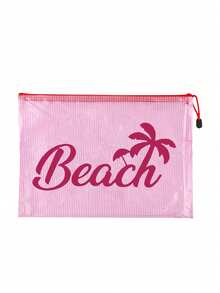 A4 Size Transparent PVC Makeup Bag With "Beach" Pattern, Waterproof Portable Cosmetic Pouch, File Folder, Large Capacity Clear Makeup Case With Nylon Zipper, Bathroom Storage Bag, Jewelry Organizer, Lip Gloss And Cosmetics Holder, Travel Essentials, Dorm Supplies, Ideal For Beach, Diving, Travel, Vacation And Daily Use - Multicolor - View 16