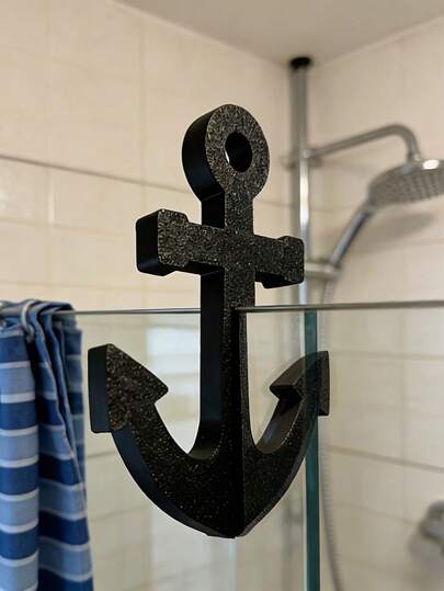 ขอแขวนประตูบานกระจกแบบไม่ต้องเจาะ, ตะขอแขวนพลาสติกสำหรับงานหนักแบบไม่ต้องใช้กาว, เหมาะสำหรับผ้าม่านอาบน้ำ ผ้าเช็ดตัวในห้องน้ำ, ที่แขวนประตูธีมทะเล, ไม่ทำให้กระจกเสียหาย