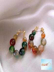 Vintage New Chinese Style Colorful Beaded Earrings 2023 New Unique High End Elegant Ear Clips Random Bead Colors C09A - Colorful - View 1