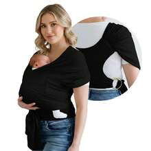 Oaoleer 1PC Stylish Black & Gold Baby Carrier Wrap: Comfortable, Soft & Supportive, Adjustable Ring Sling For Mom & Dad, Ideal For Baby Registry, Newborn To Toddler, Baby Shower - 彩色 - 查看 1