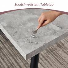 AINPECCA Dining Table With Black Metal Legs Kitchen Table (Marble Effect Top, 120 * 70cm) - Grey - View 8