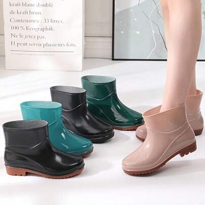 Giày đi mưa chống trượt, chống thấm nước dành cho nữ, giày làm vườn ngắn, giày đi mưa bền và thời trang nhiều màu sắc.