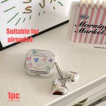 1pc Heart-Shaped Sticker Candy Earphone Protective Case, Suitable For Airpods 4th Gen, Multi-Model, Colorful Heart Element Earphone Protective Shell, Wavy Electroplated Colorful Heart Bluetooth Earphone Case, Silicone Earphone Cover, Earphone Accessories, Earphone Case - Silver - View 16