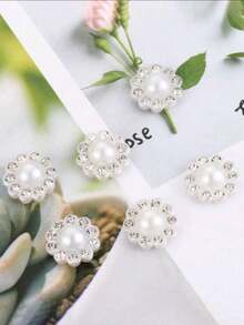 50 pezzi Perline con fondo piatto in strass bianco da 13mm, accessori per capelli fai-da-te con fiocco, materiali eleganti per la creazione di gioielli con perline - Diamante bianco a doppio strato - Visualizzare 2