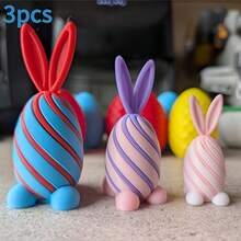 Set de 3 huevos giratorios de conejo - Combinación de colores al azar, adecuado para jugar en la oficina y decoración, regalo perfecto para añadir diversión a la vida - conejo - Ver 2
