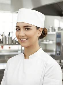 1pc Or 2pcs Men's And Women's Cook Hats/Baking Hats, Breathable, Soft, Comfortable White Flat-Topped Round Hats, Suitable For Professional Culinary Staff In Catering Services - A - View 3