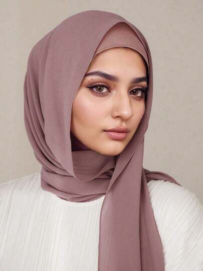 2pcs Women Scarf Headband Set, Versatile Underlay Cap Combo, Hijab Middle East Ramadan Abaya Accessory, Elastic Beanie & Chiffon Scarf Casual Outfit