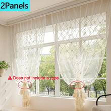 1 Paneel karierter bestickter Vorhang aus Tüll, Gardinenaufhängung mit Schlaufen, 3D besticktes Blumenmuster, französisch-ländlicher romantischer weißer Fenstervorhang für Wohnzimmer, Schlafzimmer, Raumtrennung, Herbstdekoration, Zimmerdekoration - Weiss - Übersicht 80