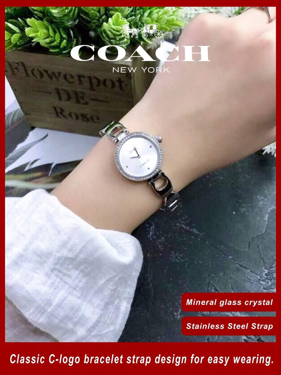 Coach Park Series Silver Tone Steel Strap Silver White Dial Women's Watch - 銀色 - 查看 1