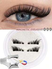 Waloshow Magnetic Fake Eyelashes Set (With Eyelash Curler) - Reusable, Professional Makeup Tool, Alcohol-Free, Odorless Plastic Material, Eyelash Set - Multicolor - View 13