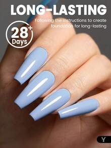 YOKEFELLOW 不含TPO和HEMA的蓝色凝胶指甲油套装，6瓶10毫升装，莫兰迪蓝色调，可卸UV/LED蓝色美甲凝胶指甲油套装，适合女性在家美甲沙龙使用，或作为2026年节日礼物 - 彩色 - 查看 3