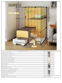 Modular Multi-Tier Cat Playpen With Pull-Out Drawer, Indoor Metal Cat Cage With Litter Box - Multicolor - View 13