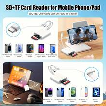 White SD Card Reader For Phone Pad, 5.08cm 2 USB C Memory SD Card Reader With Dual Slot For Memory Card/SD, Lightning+USB C Camera Card Viewer Reader Adapter For Phone/Pad/Android/Camera, Plug And Play, Spring Gift Birthday Accessory - White - View 3
