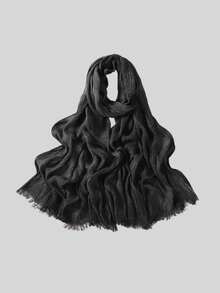 1pc Soft Textured Hijab Scarf With Natural Crinkle Effect, Breathable And Comfortable Muslim Headscarf - Multicolor - View 10