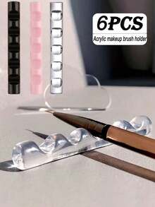 6pcs 5-Slot Acrylic Brush Holders For Nail Art, Makeup Brushes, Pens, And DIY Tool Organization. - Multicolor - View 8
