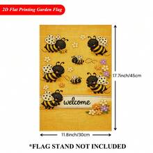 2D Flat Printing Garden Flag 1pc, Sweet Bees And Flower Garden Flag - Double-Sided Printed Linen Outdoor Decor For Home And Garden, Holiday Decoration, 11.8x17.7 Inches, No Pole Included - 45x30厘米/17.7x11.8英寸 - 查看 7