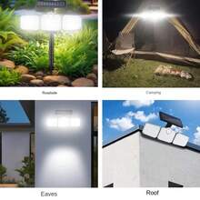 Solar 3-Head Outdoor Garden Wall Light - 182PCS 2835 High Brightness LEDs, IP65 Waterproof With Remote Control - Black - View 6