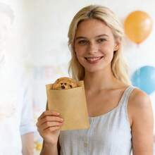 100/200pcs Paper Cookie Bags, 4.7x6.3 Inch Grease-Proof Cookie Sleeves, Small Brown Baking Bags For Packaging Donuts, Brownies, Snacks, Baked Goods - Brown - View 7