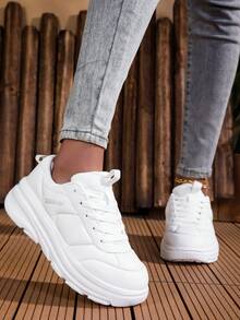 DJSUNNYMIX 女士休闲运动鞋，跑步、健身、日常百搭 - 白色 - 查看 7