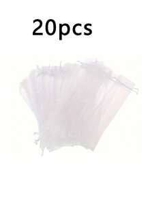 1-100pcs Drawstring Organza Gift Bags, Used For Folding Hand Fan Storage, Gauze Bags, Rectangular Gift Bags, Multi-Purpose Transparent Organza Bags, Handmade Packaging Bags, Party Wedding Favors; First Birthday Gifts, Wedding Favor Gift Bags, Party Gifts, Fan Storage - White - View 15