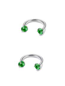 2Pcs U Shape Horseshoe Nose Ring Stainless Steel With Double Head Zirconia, Piercing Jewelry For Women Men, Septum Rings Lip Piercing Eyebrow Piercing Belly Button Piercing Gauges, Summer Festival Prom Accessories Adult Gifts - Multicolor - View 17