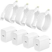1/4 件套美规插头充电器，PD 20W 快充墙式适配器 + 100 厘米高效数据传输快充线，兼容 14 Pro Max/14 Pro/14 Plus/14/13/12/11/XS/XR/8/7/6 系列 - 美規A型插(110-127V) - 查看 2