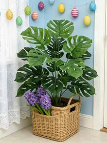 70-100厘米大型人造龟背竹树，仿真棕榈植物，塑料龟背叶，热带人造景观植物，适用于家居、花园、办公室、派对、婚礼装饰、情人节、生日礼物、毕业典礼等场合。 - 彩色 - 查看 11