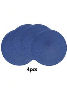 4/6 Stücke handgefertigte, marineblaue gewebte Tischsets, runde gewebte Tischsets, Hitze-Isolationsunterlagen, dekorative Matten, in mehreren Farben erhältlich, Tischmatten, knitterresistente Tischsets, geeignet für Geburtstag, Weihnachten, Einweihungsfeier, Feier, Feiertags-Party, Familientreffen und andere Anlässe. - marineblau - Übersicht 11