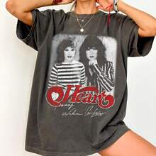 ComfortColors 80s Heart Band Shirt Vintage Rock Graphic Tee 70s Retro Rock And Roll T-Shirt Music Lover Gift Classic Ba - 黑色 - 查看 1