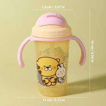1pc Children's Water Cup With Lid And Handle, Spill-Proof Thermal Resistant Portable Baby Cup - Multicolor - View 2