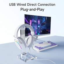 AJAZZ AHW10 Wired Gaming Headset, Virtual 7.1 Surround Sound For Precise Positioning, Wired Connection, RGB Lighting, Adjustable Metal Headband, High-Performance (Freely Adjustable Via Web Driver) - View 8