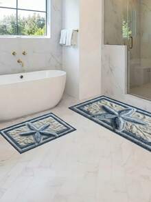 1 tấm thảm chống trượt hình sao biển 3D, làm từ len mềm mại, êm ái và thời trang, thích hợp cho lối vào, phòng tắm, nhà bếp. - A - Xem 2