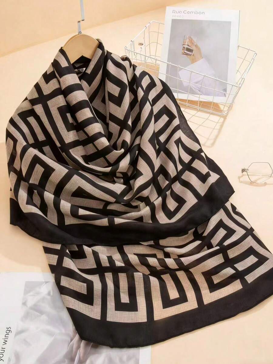 1条印花围巾，防晒空调披肩 - 彩色 - 查看 1