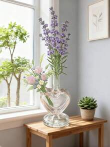 1pc 23cm Tall Handmade Heart-Shaped Glass Vase, Factory Direct Gift - A - View 1