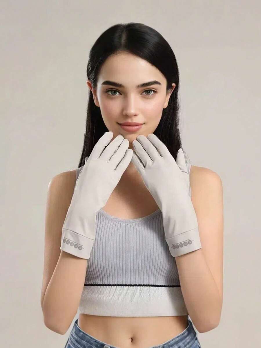 Women's UV Protection Sunscreen Gloves, Cloud-Like Smooth Silk Fabric - Cool Touch Feeling, Ultra-Thin Lightweight Breathable, Summer Outdoor Cycling Sun Protection Gloves, Practical And Useful Gift - Multicolor - View 1